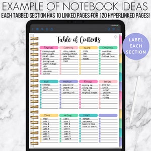 Puede incluir: Un planificador digital con una tabla de contenido para diferentes categor&iacute;as, incluyendo finanzas, limpieza, trabajo, Navidad, ni&ntilde;os, m&eacute;dico, fitness, recetas, ciencia, historia y otros. Cada categor&iacute;a tiene una lista de elementos para rastrear, con casillas de verificaci&oacute;n junto a cada elemento. El planificador est&aacute; dise&ntilde;ado para ayudar a los usuarios a organizar sus vidas y rastrear su progreso.