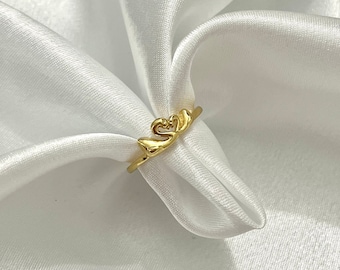 18K Gold-Plated Swan Ring, Dainty Gold Ring, Matching Best Friend Ring, Matching Lovers Rings