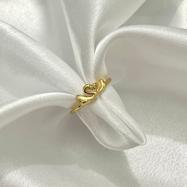 18K Gold-Plated Swan Ring, Dainty Gold Ring, Matching Best Friend Ring, Matching Lovers Rings