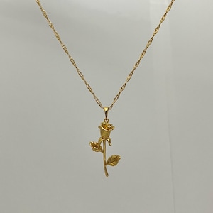 18K Gold-Plated Rose Pendant Necklace | Dainty Gold Jewelry | Gift for Her
