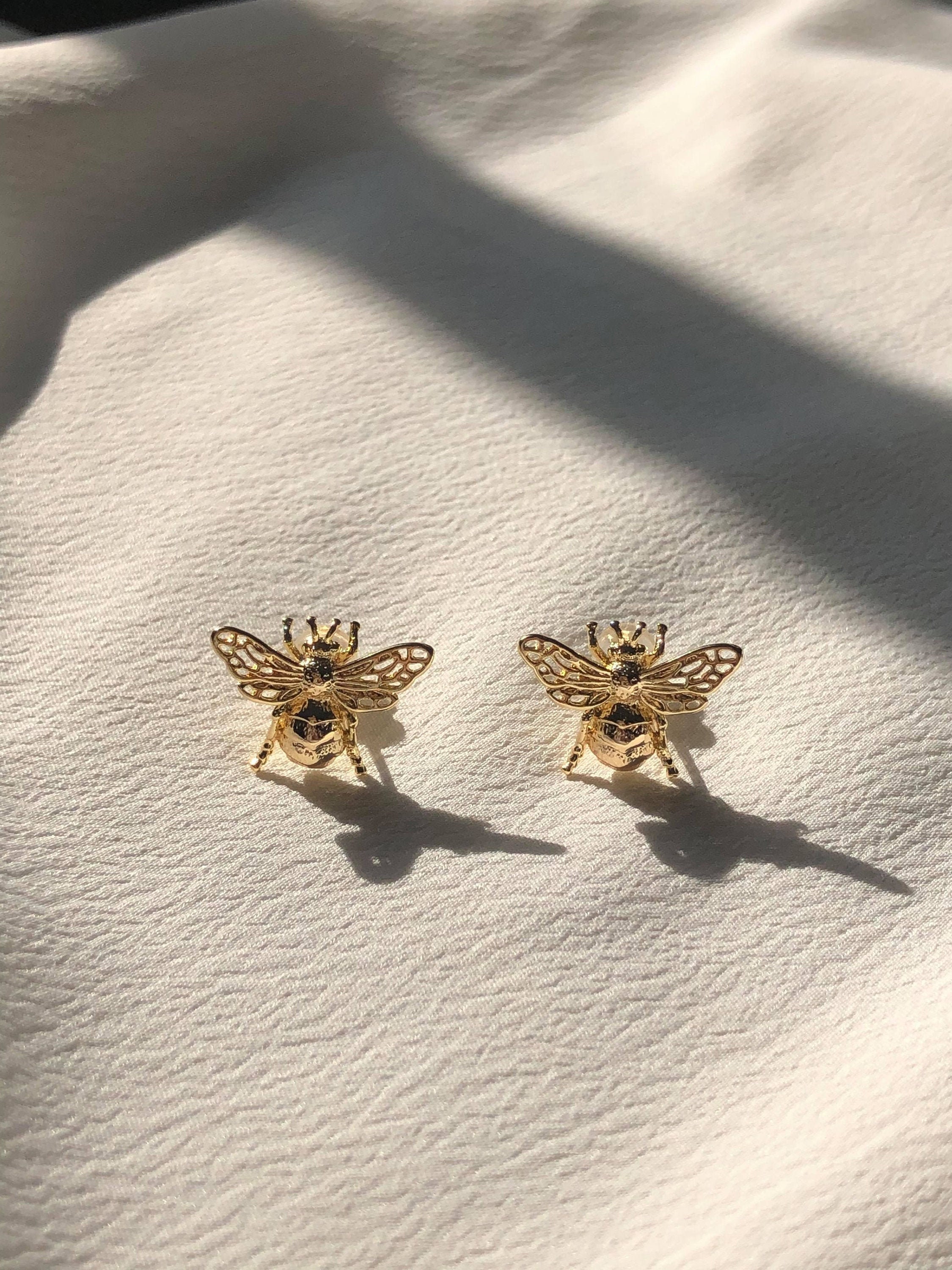 14K Gold Filled Bee Earrings Gold Bumble Bee Earrings Classy | Etsy