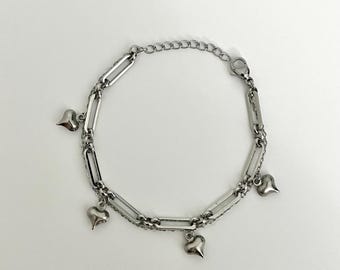 Braccialetti a catena in acciaio inossidabile con ciondoli a forma di cuore