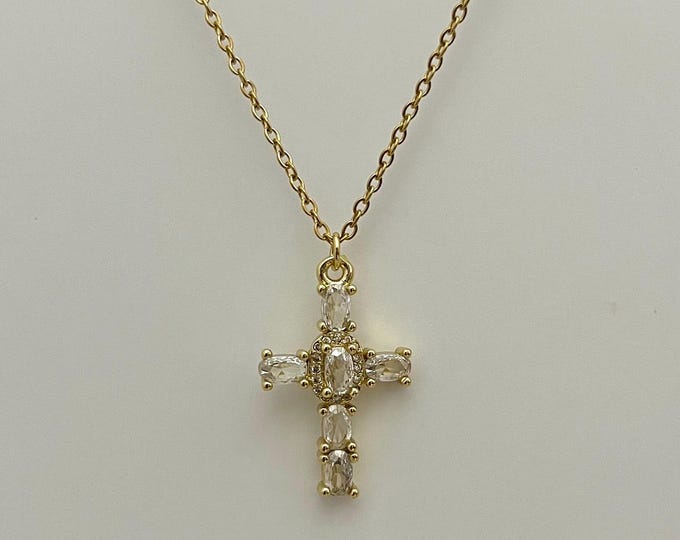 Crystal Cross Necklace- Waterproof