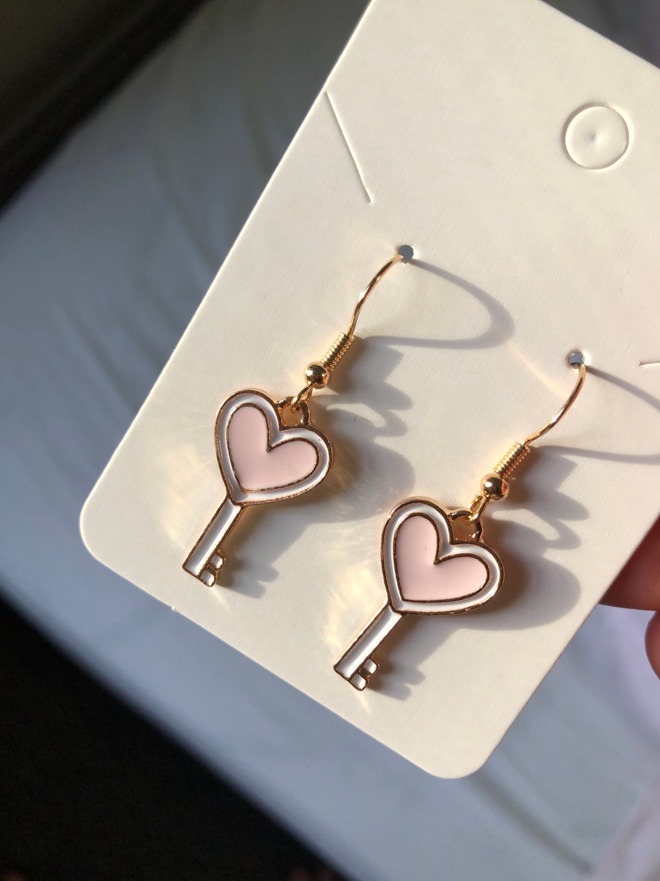 Mini Gold Heart Key Earrings Gold Heart Earrings Aesthetic Etsy
