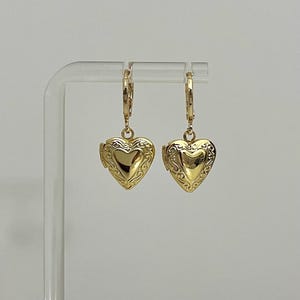 Gold Vintage Style Locket Earring | Heart Locket Earrings