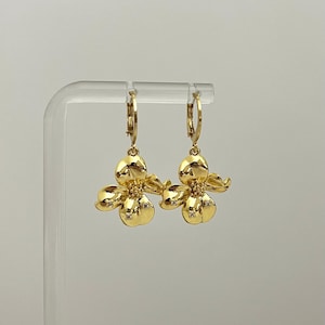 Gold Orchid Flower Earrings