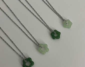 Silber Jade Blume Halskette