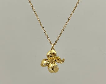 Gold Orchid Flower Necklace