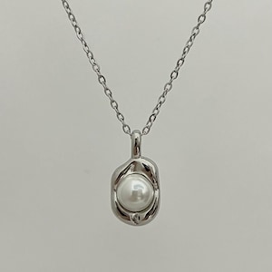 Silver Pearl Necklace | Stainless Steel Chain