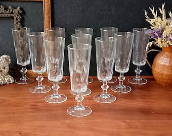 11  FLÛTES champagne verre transparent vintage Infinia Arc France