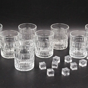 Small vintage round GLASSES, transparent glass pressed glass 8.5 cl