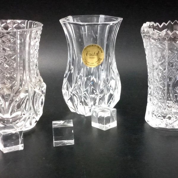 3 MINI-VASES français cristal vintage