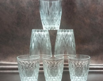 6 VERRES à eau 9 cl en verre trempé DURALEX France vintage