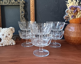 6 champagne coupes, vintage Arcoroc Provence model glass coupes