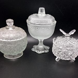 BONBONNIÈRES en verre pressé texturé Vintage France