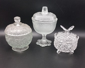 BONBONNIÈRES en verre pressé texturé Vintage France