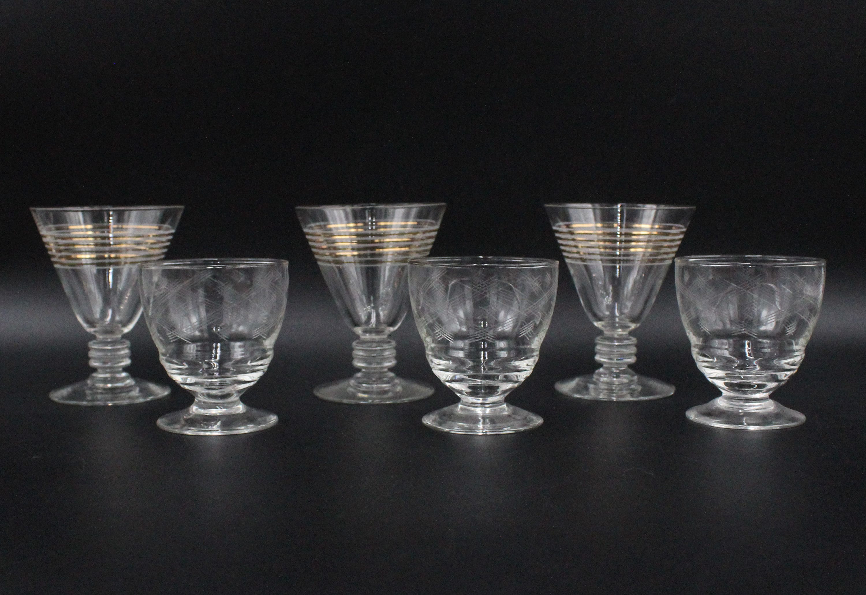 6 Verres Apéritif Assortis Français Vintage