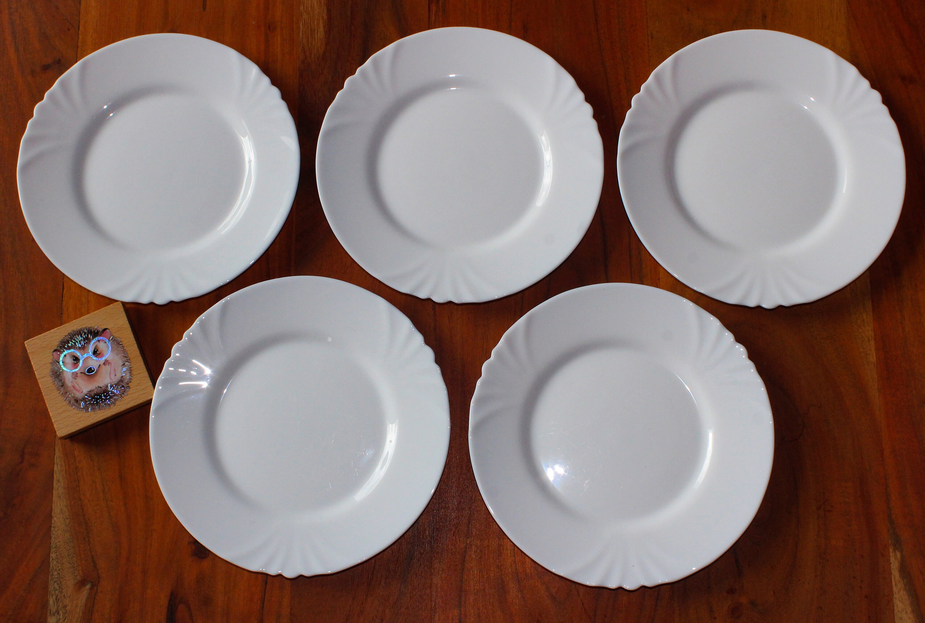 5 Assiettes Dessert Vintage Blanche Arcopal
