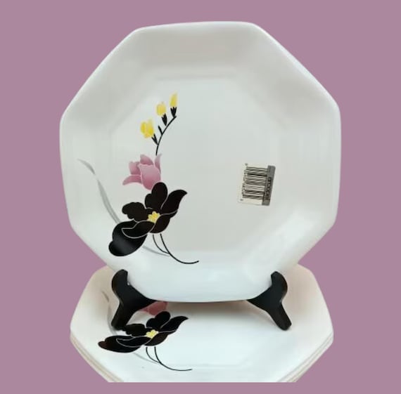 Lot De 8 Assiettes Vintage Arcopal – Déco Fleurs Blanches – Années 70 – Passe Au Lave-vaisselle