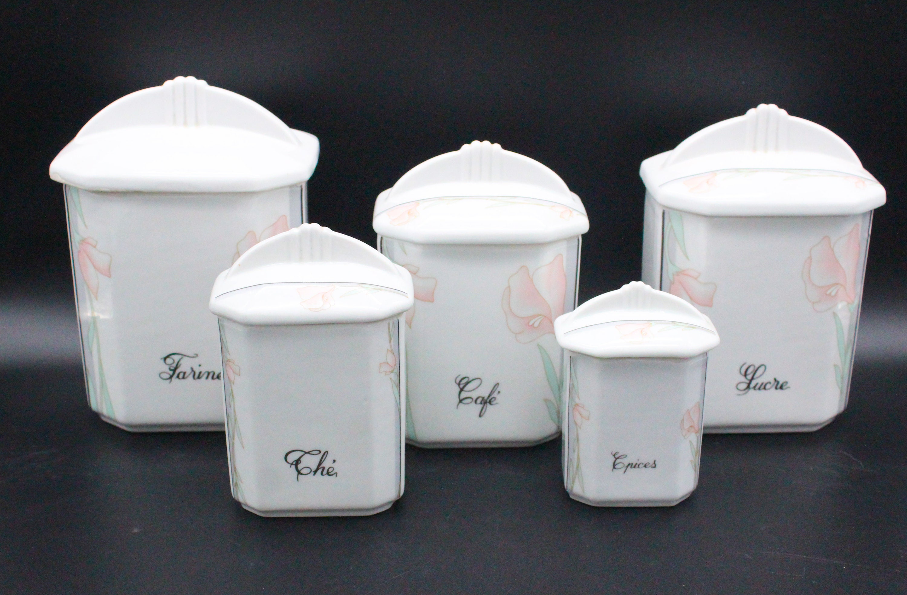 5 Pots à Epices Français Porcelaine Apilco
