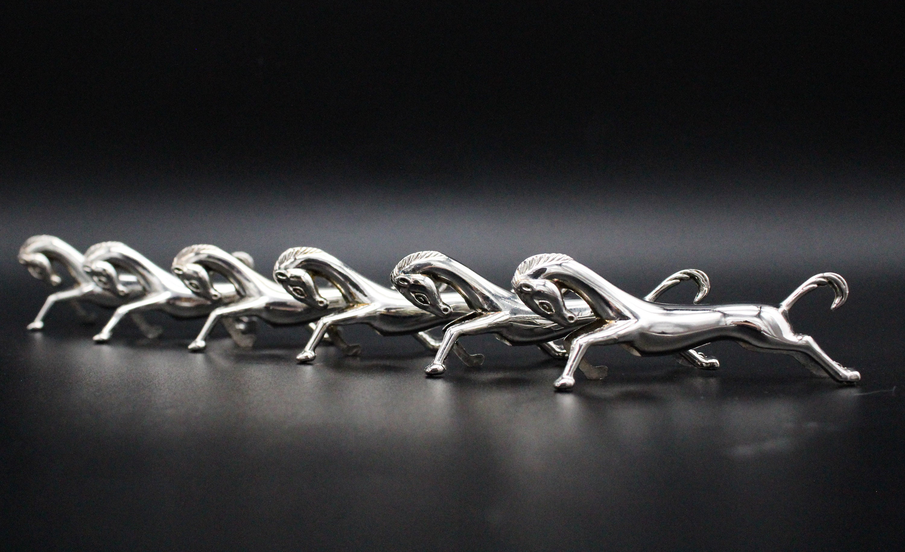 6 Repose-Couteaux Chevaux en Métal Argenté, Porte-Couteaux Animaux