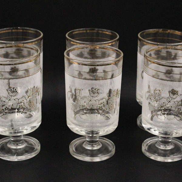 6 VERRES cavalier 18 cl blanc or vintage Italie