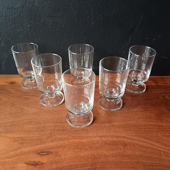 LOT DE 5 GRANDS VERRES A PIED LUMINARC ANNÉES 70 / COULEUR ROUGE