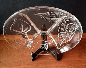 Vintage crystal appetizer platter with 4 compartments