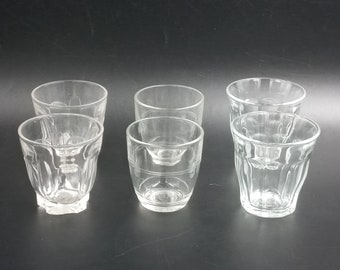 DURALEX VITRAVIR GLASSES set 7 cl tempered glass water glass, coffee cups, vintage France