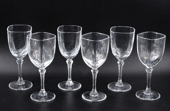 6 Vintage-Likörgläser mit Stiel, klares Kristallglas, Frankreich