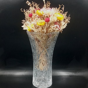 Large transparent VASE vintage molded glass Chesnay Cristal d&#39;Arques