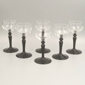 Lot of 6 glasses on black stem Arcoroc France, Vintage