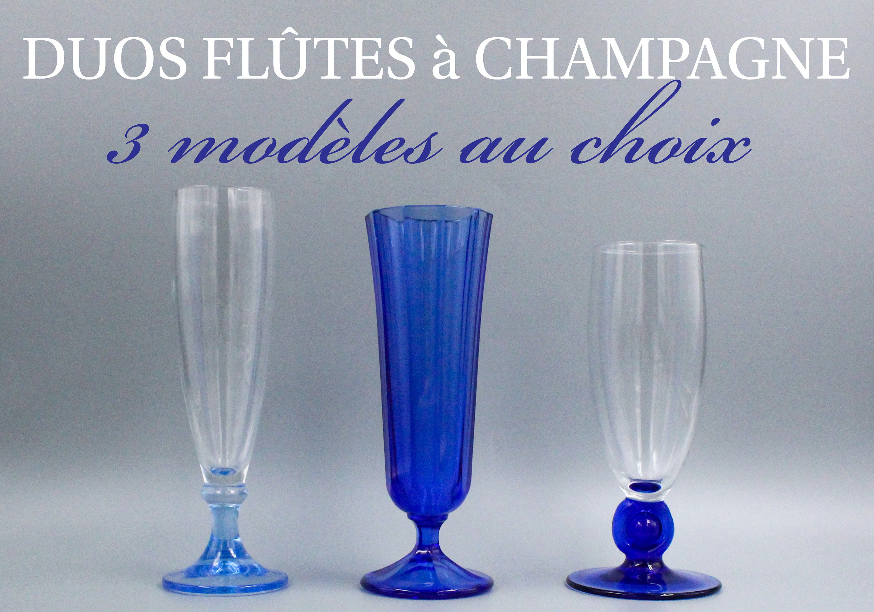 Duos de Flûtes en Verre Vintage, 3 Modèles Au Choix