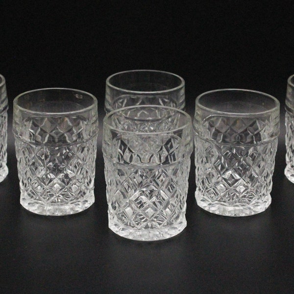 6 VERRES à whisky verre pressé transparent vintage