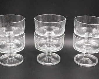 6 Luminarc 15cl clear glass "suede" vintage France coupes