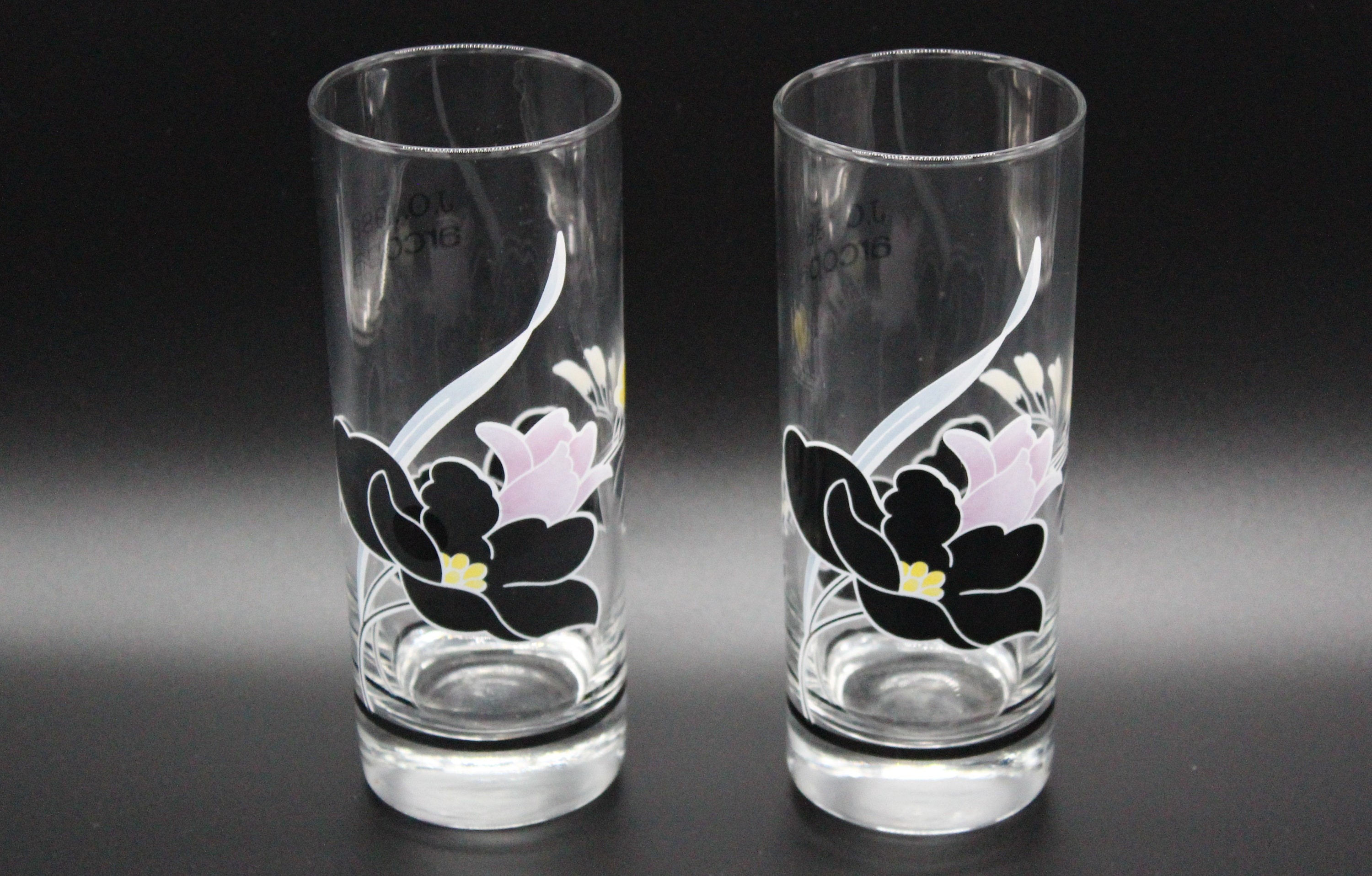 2 Verres Luminarc Modèle Anaïs Rose Noire Vintage