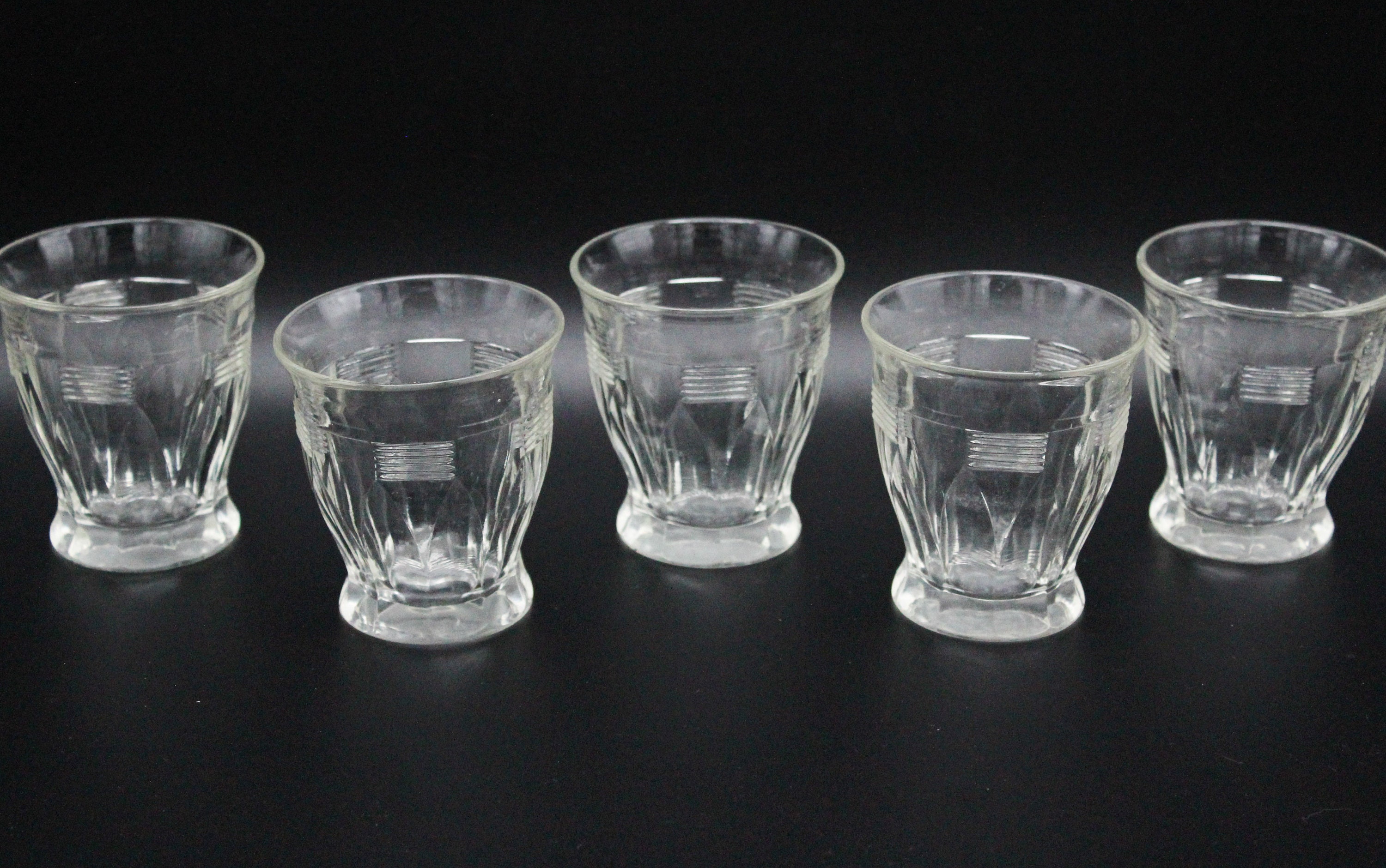 5 Petits Verres Anciens Eau Début 20Ème Hardex Tchécoslovaquie Vintage