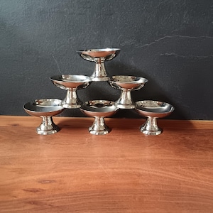 Antique stainless steel ice cream cups, vintage stainless steel dessert cups