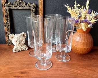 4 vintage clear horseman beer glasses