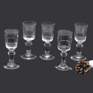 small antique liqueur GLASSES on foot, vintage French, shot