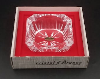 Vintage Cristal d'Arques transparent ashtray, made in France