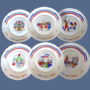 6 DECORATIVE PLATES Bicentennial of the French Revolution 1789 1989 Arcopal France, complete series