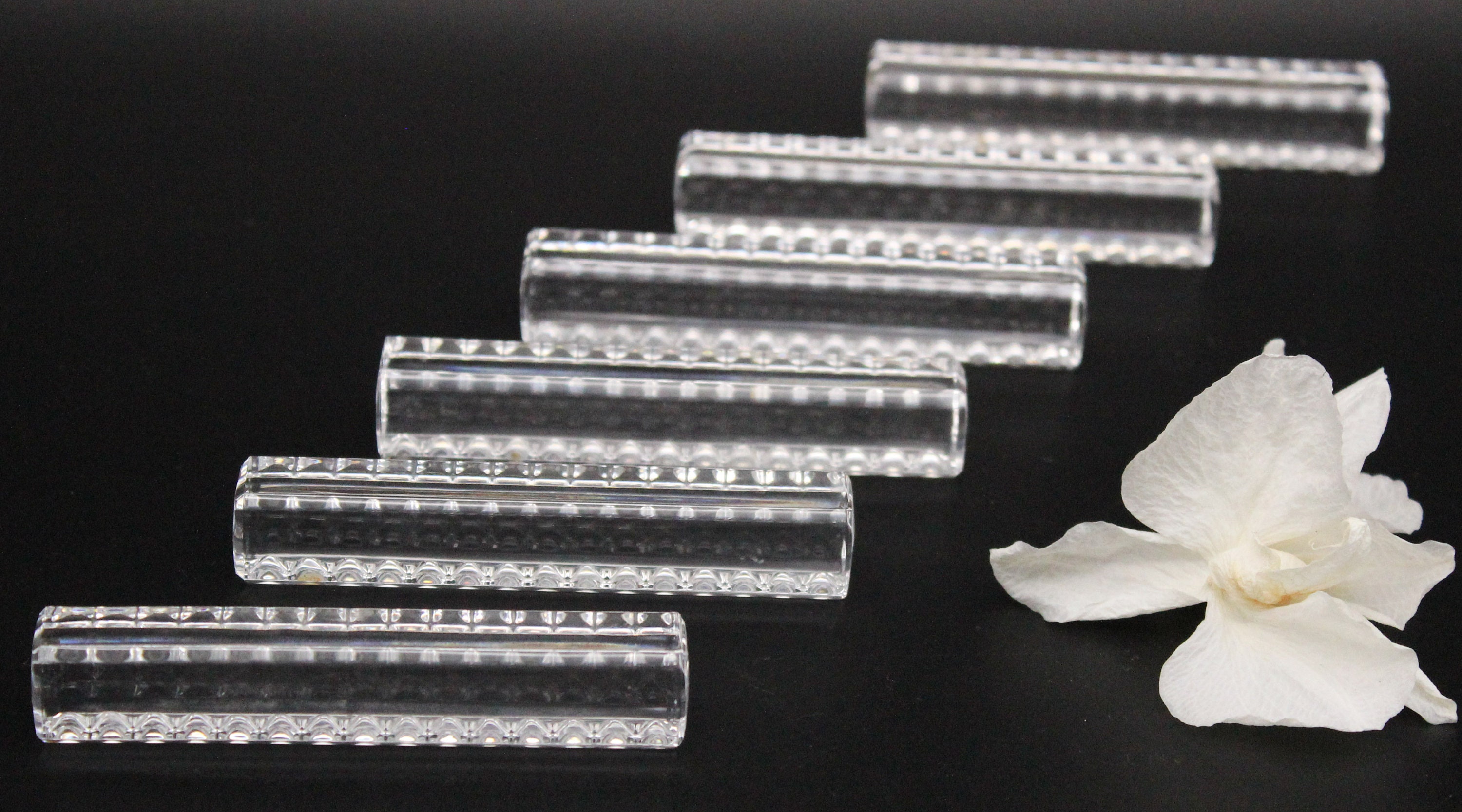 6 Repose-Couteaux Cristal d'arques Diamant en Verre Pressé Vintage