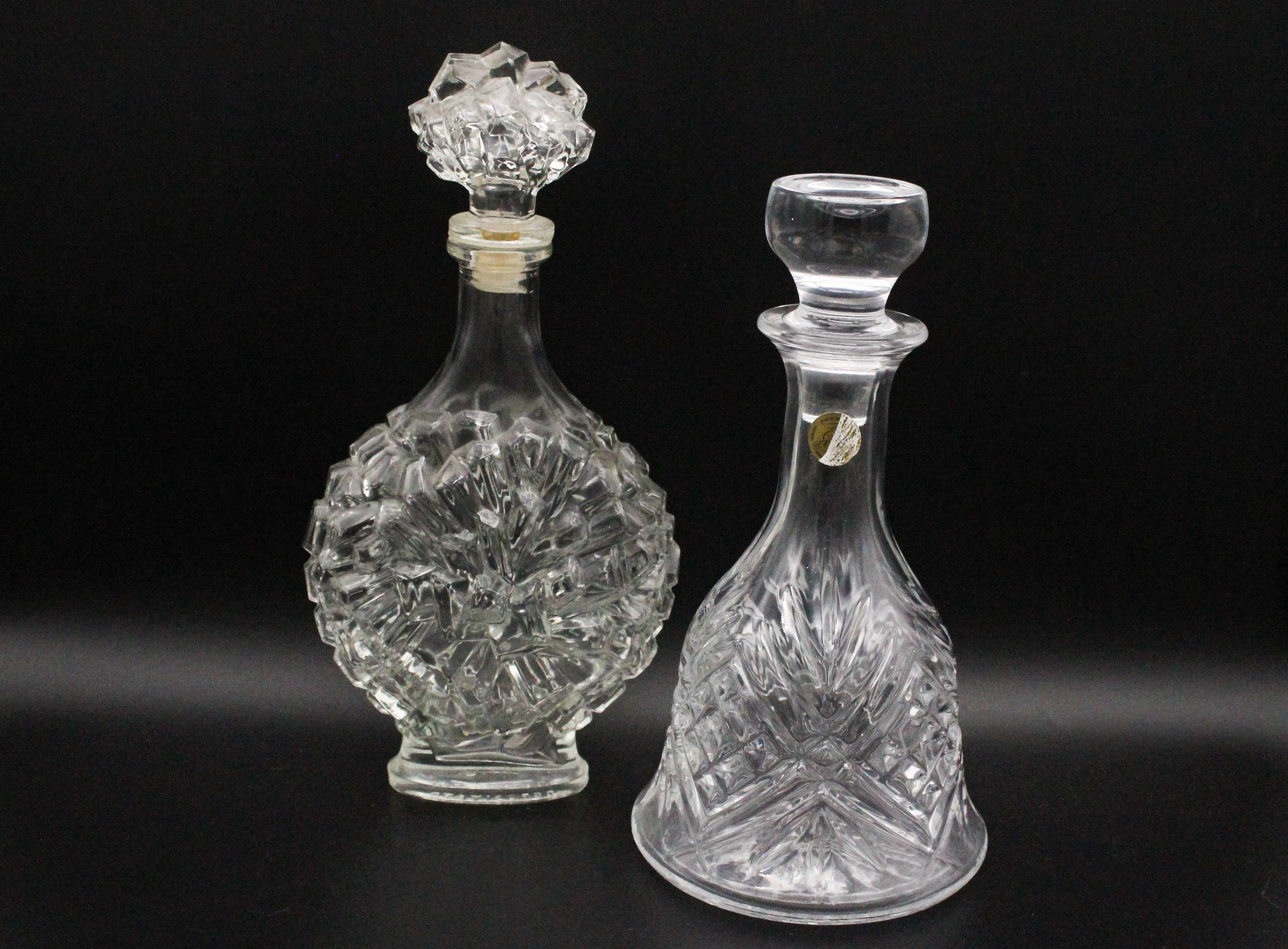 Jolies Carafes Vintage Verre Transparent Texturé