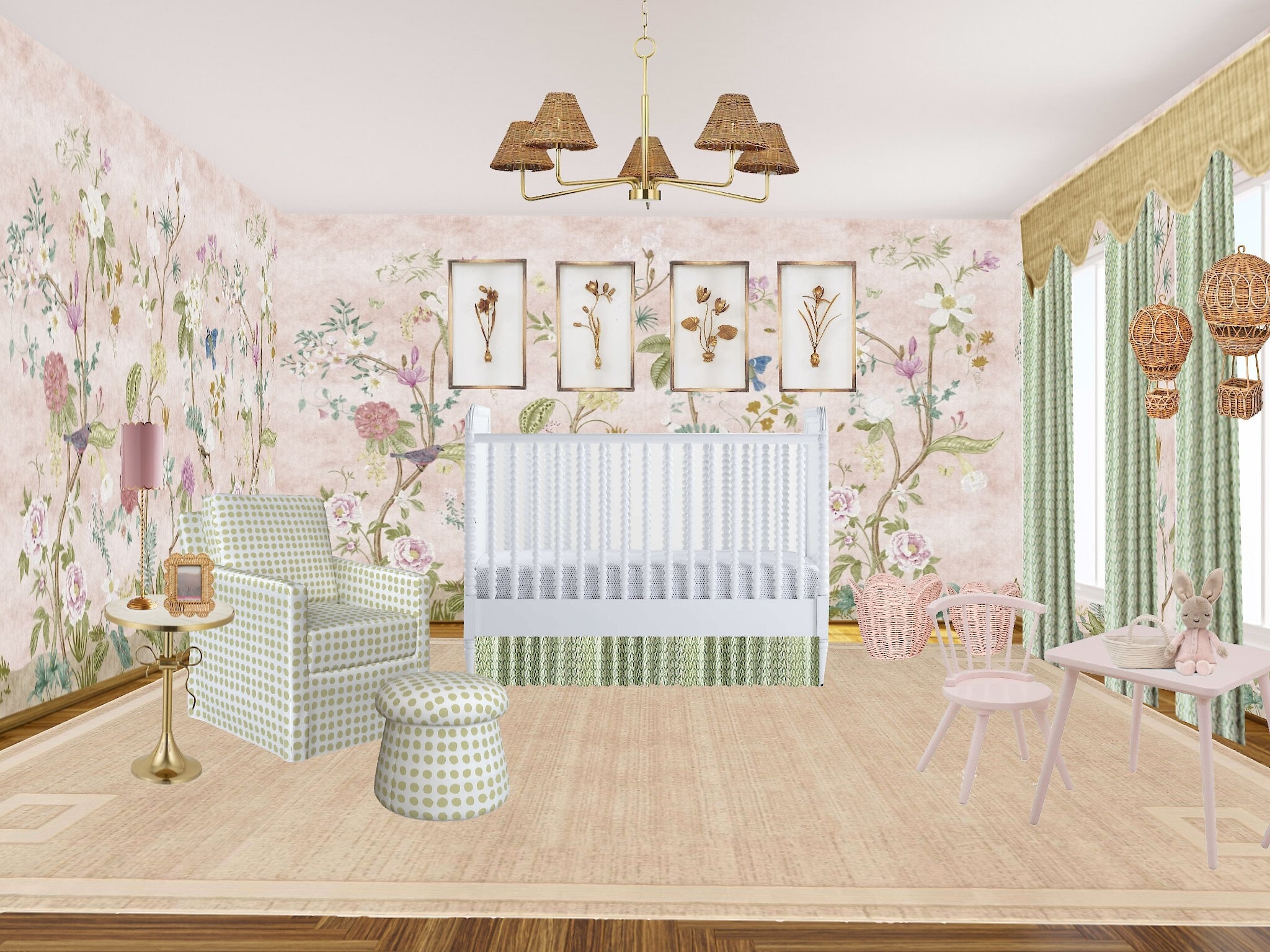 Pink and Green Chinoiserie Nursery Design - Etsy