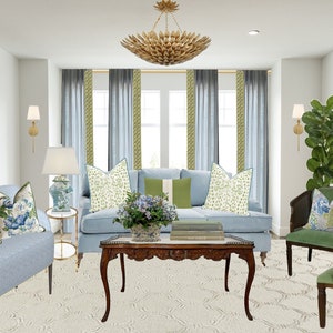 Blue and Green Living Room Design