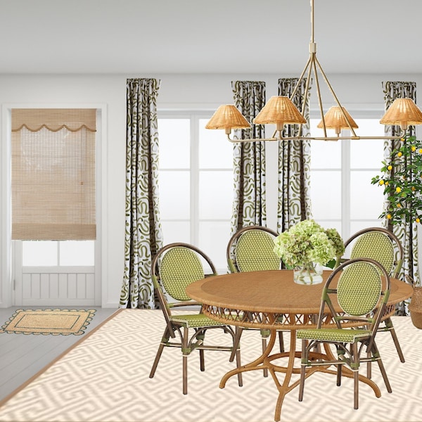 Green and Rattan Breakfast Nook