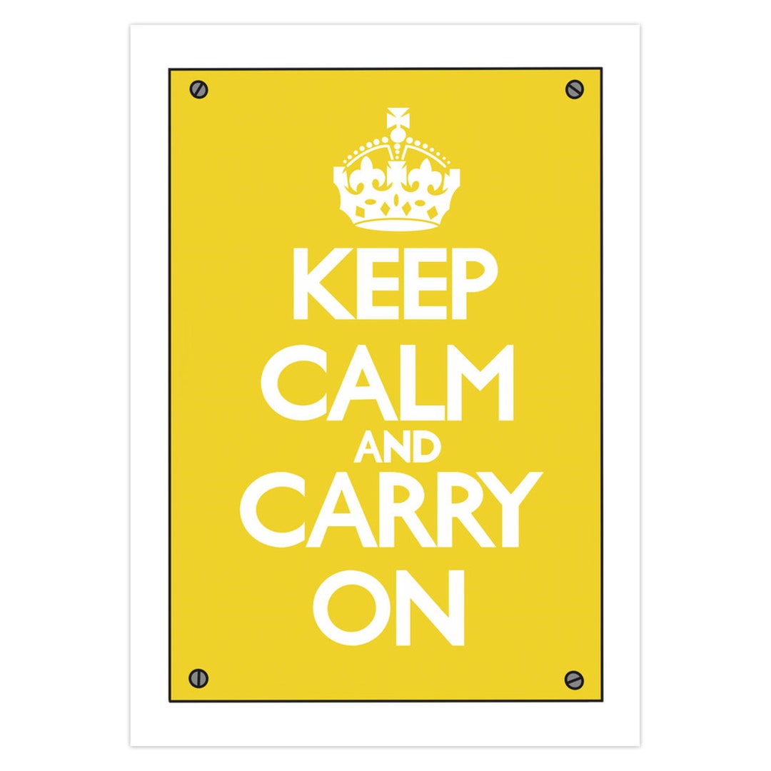 Keep Calm and Carry On Yellow Greeting Card Etsy