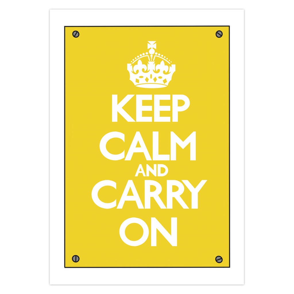 Keep Calm and Carry On Yellow Greeting Card - Etsy