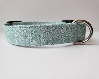 The "Indie's Pick" | Fabric Dog Collar | Adjustable Dog Collar | Blue Floral Dog Collar | Mint Floral Dog Collar